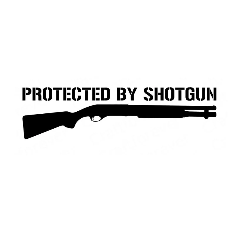 Персональная наклейка на автомобиль PROTECTED BY SHOTGUN из ПВХ с изображением пистолета, красная/черная/белая/серебряная/лазерная, размер 21*7,5 дюйма.