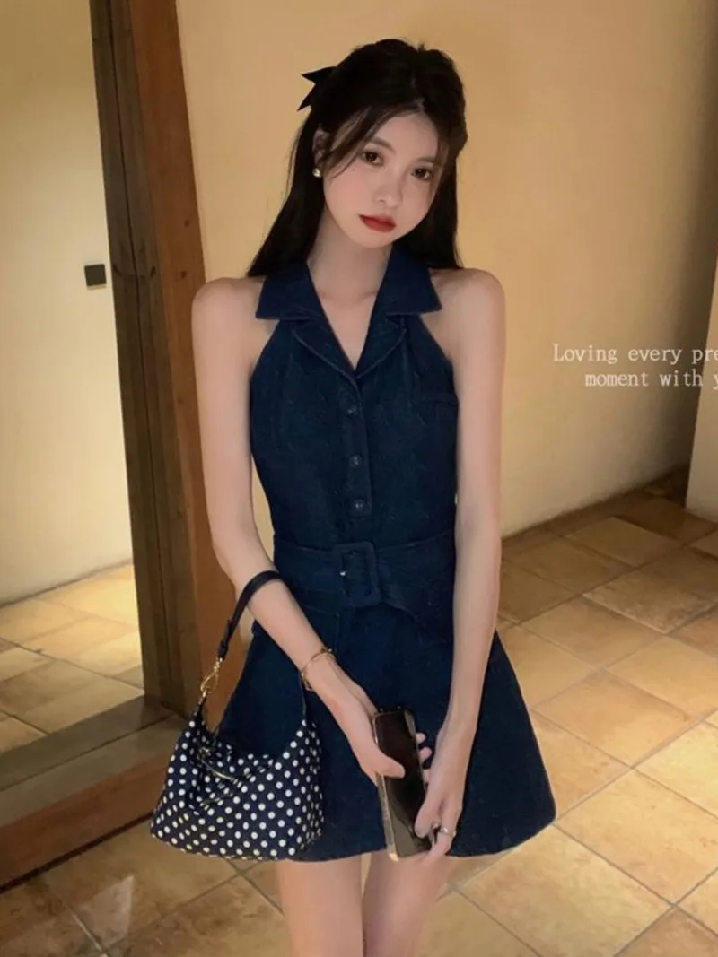 

Уличная летняя майка джинсовый сарафан шикарное и элегантное женское платье для женщин Харадзюку винтажное мини Скейтер платье Готическая...