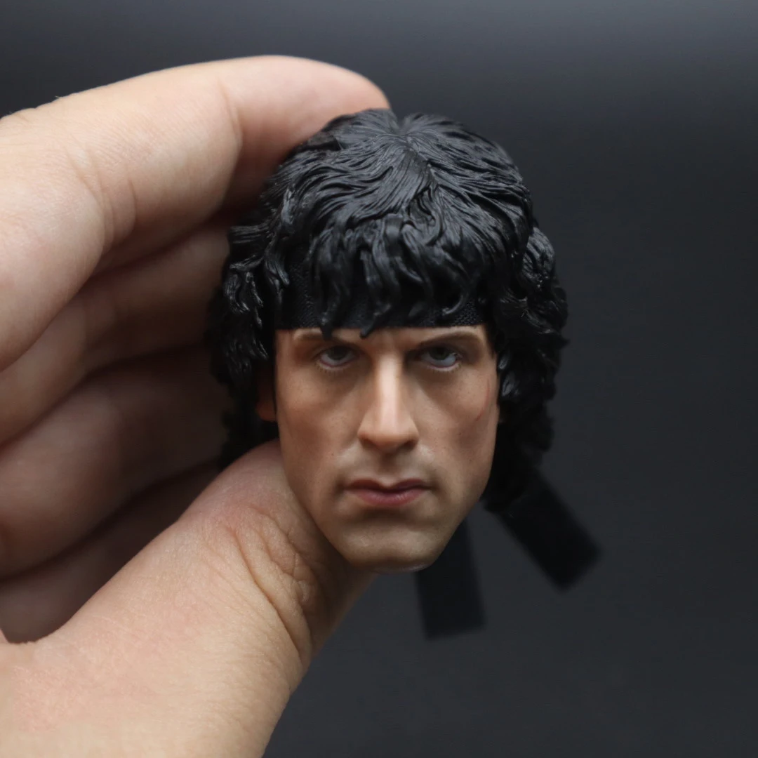 

1/6 First Blood Stallone John Rambo Head Sculpt Model PVC Male Head Carving Fit 12'' Soldier Action Body for Hobby Collection