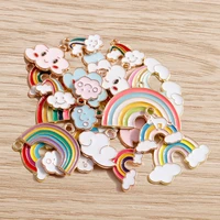 10pcslot cute enamel rainbow clouds charms for diy jewelry making earrings pendants necklace diy bracelets crafts accessories