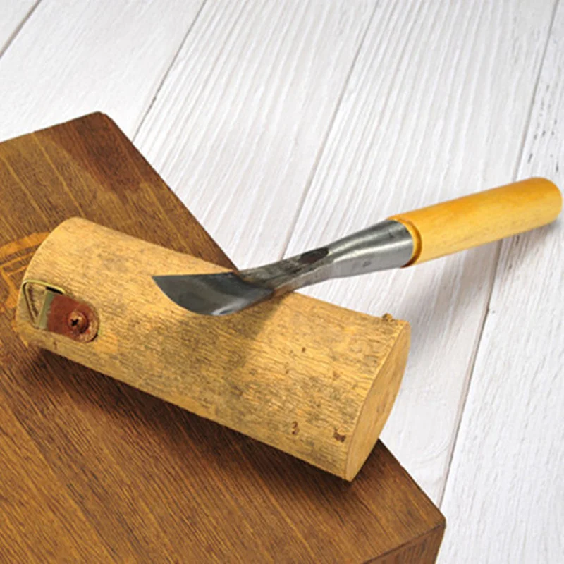 

Круглый нож для резьбы по дереву, рукоятка из твердой древесины, инструменты для рукоделия, Ручная ковка, гравировальные стамесла