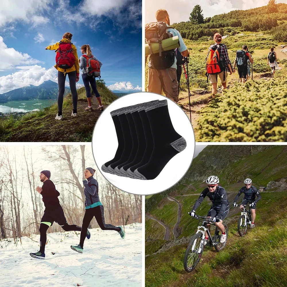 6 Pairs Men Socks Organic Cotton Black Leisure Business Socks Walking Running Hiking Dress Socks For Male Plus Size 38-48