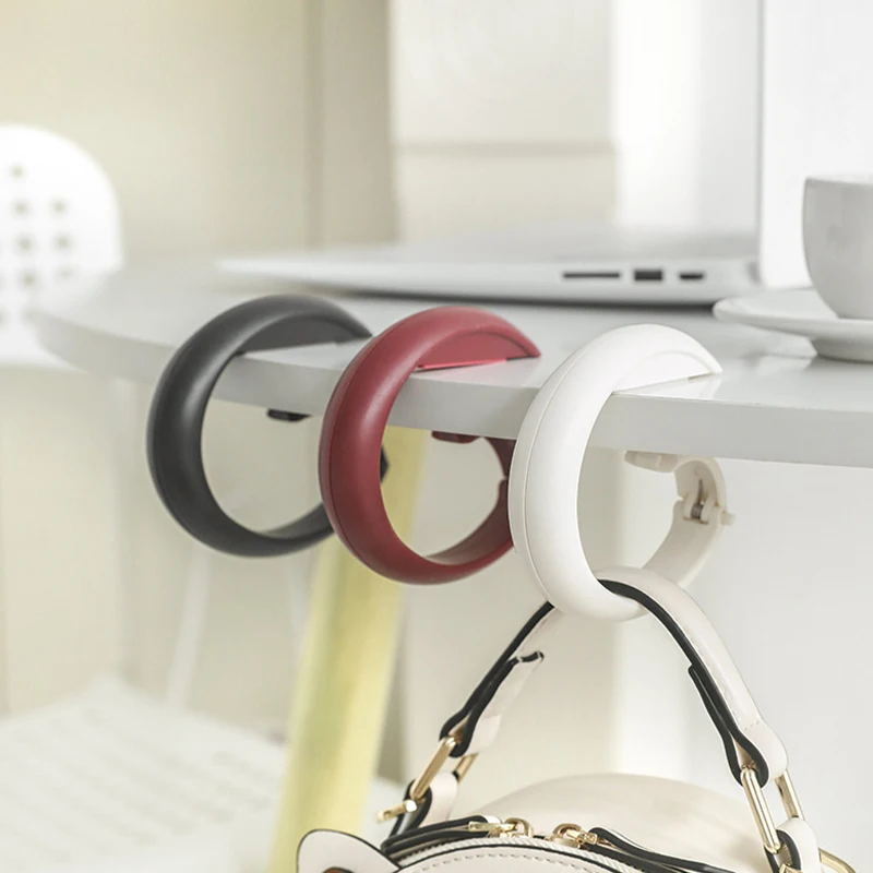 

Portable Plastic Bag Hook Table Desk Side Hanging Hooks Multifunctional Home Office Handbag Schoolbag Holder Organizer