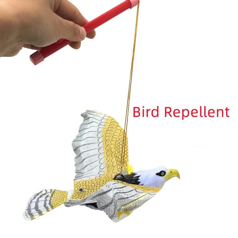 

Creative Bird Repellent Hanging Eagle Kite Flying Bird Kite Scarer Yard Garden Decoration 2 AA Batteries Portable Bird Repeller