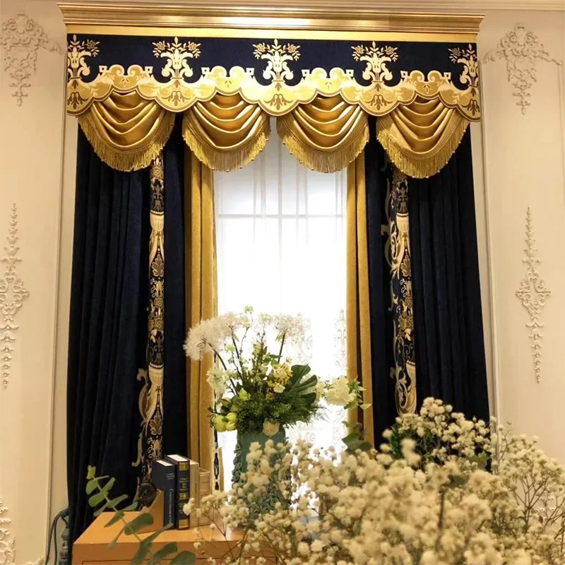 

Curtains for Living Dining Room Bedroom New European Style Jacquard Finished Custom Window Door Classical Chenille Heigh Shading