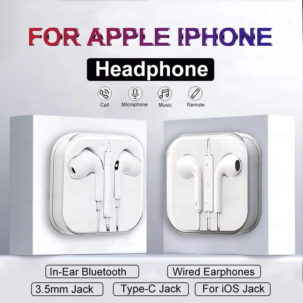 Apple Kulaklıklar için iPhone 16 15 14 13 12 11 17 Pro Max 8 Artı iPad Dizüstü Bilgisayarlar Tablet 3.5mm Kulaklık Tip C Stereo Kablolu Kulakiçi