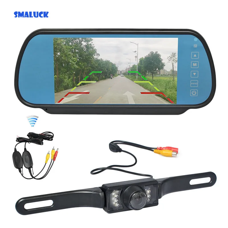 SMALUCK Беспроводной 7-дюймовый автомобильный зеркальный монитор заднего вида ИК
