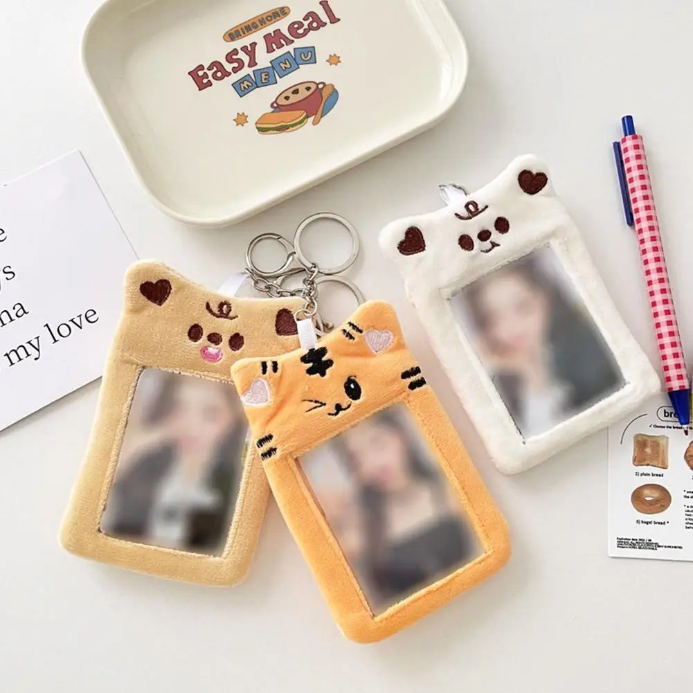

Cute Bear Rabbit Plush Photocard Holder Korea Cute Sleeve With Kpop Card Cover Idol Id Pendant Bag Photo Album Keychain Cas A4l4
