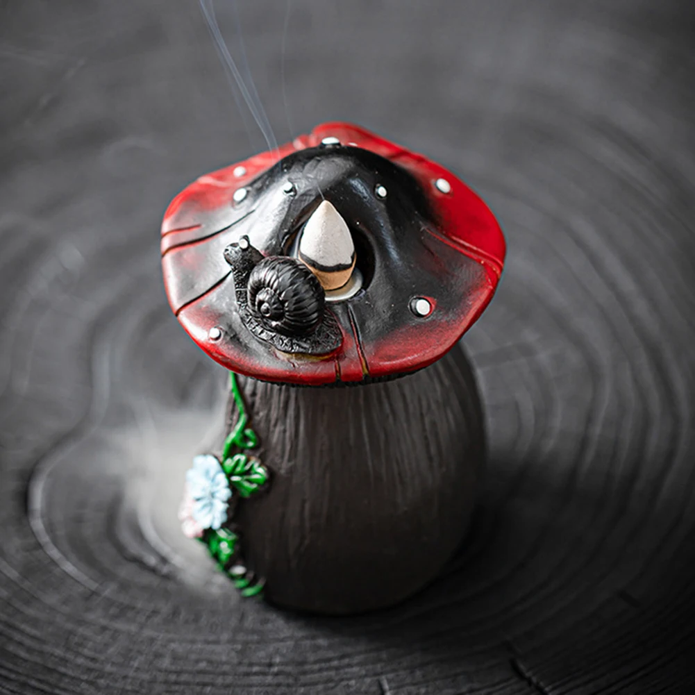 

High Quality Incense Burner Home Fragrances 12*9*9cm Backflow Delicate Ornaments Energy Saving Handmade Mushroom