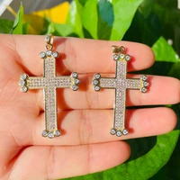 5pcs zirconia pave exquisite cross charm gold plate pendant for women bracelet men necklace making jewelry accessories wholesale