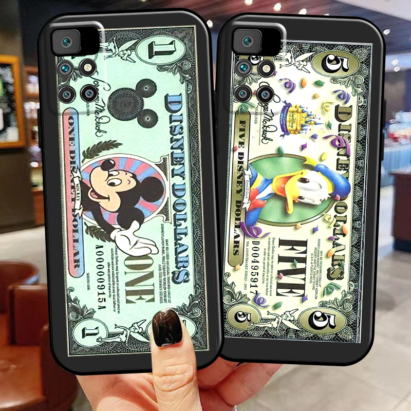 

Luxury Dollar Mickey Mouse For Xiaomi Redmi 10 6.5 Inch Phone Case Liquid Silicon Silicone Cover Soft Funda Back Carcasa Black