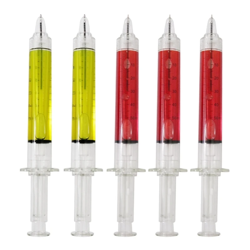 

5 Pieces/Set Black Ballpoint Pens Funny Syringe-Pens Retractable Nurse Pens