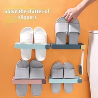 wall mounted bathroom slipper organizer punch free drain shelf does not take up space shoes rack for bathroom accessories