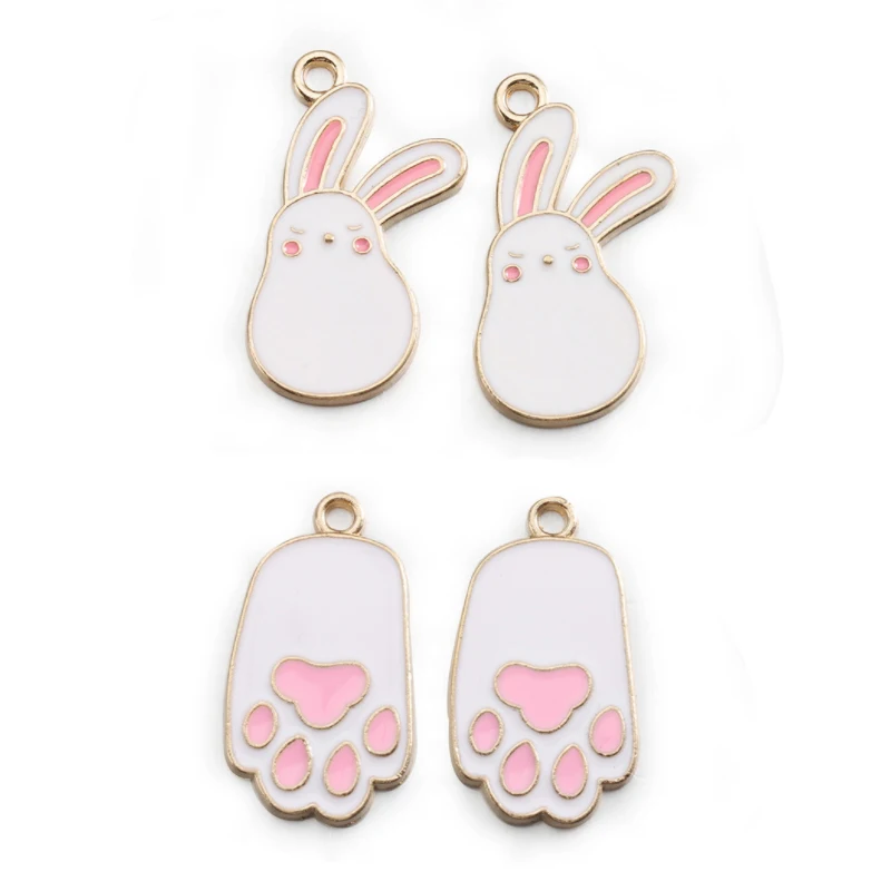 

10pcs Enamel Rabbit Paw Charm for Jewelry Making Earring Pendant Bracelet Necklace Accessories Gold Color Craft Supplies