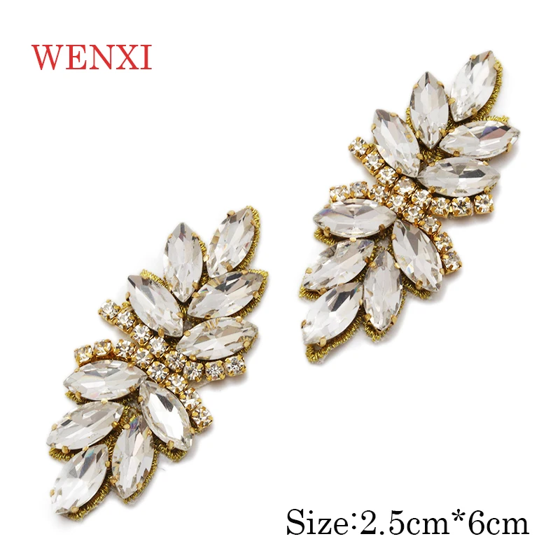 

WENXI 10pcs Crystal Rhinestone Applique Trim For Fancy Bridal Gown Waistband Crystal Rhinestone Applique Accessories WX897