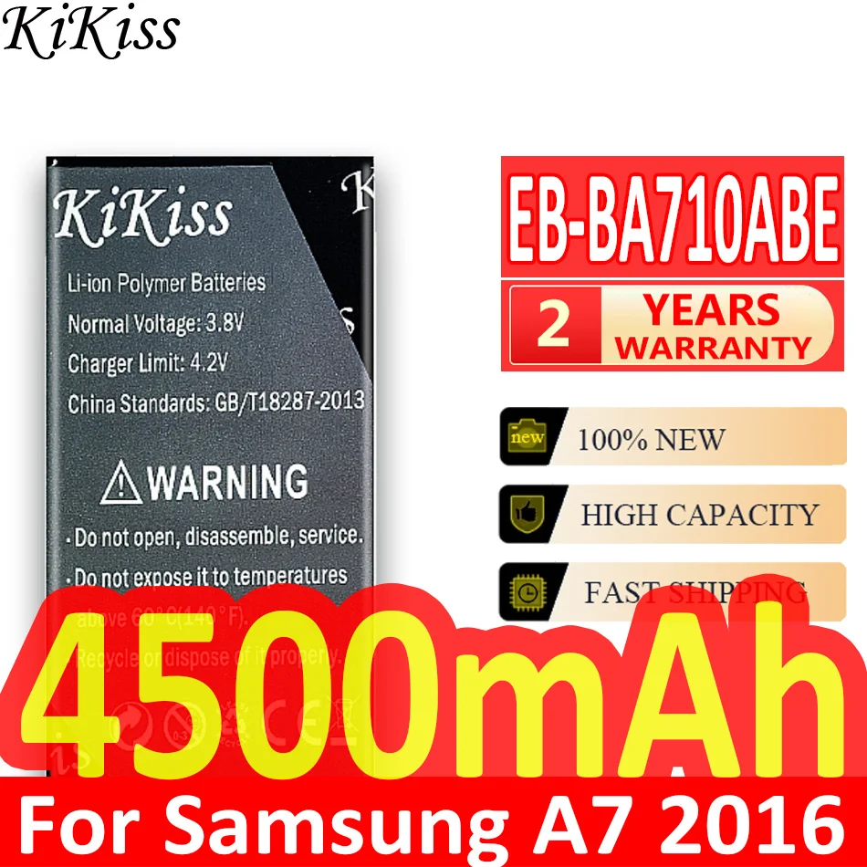 

KiKiss Replacement Battery For Samsung Galaxy A7 2016 A710 A7100 A7109 A710F Rechargeable Phone Battery EB-BA710ABE 4500mAh