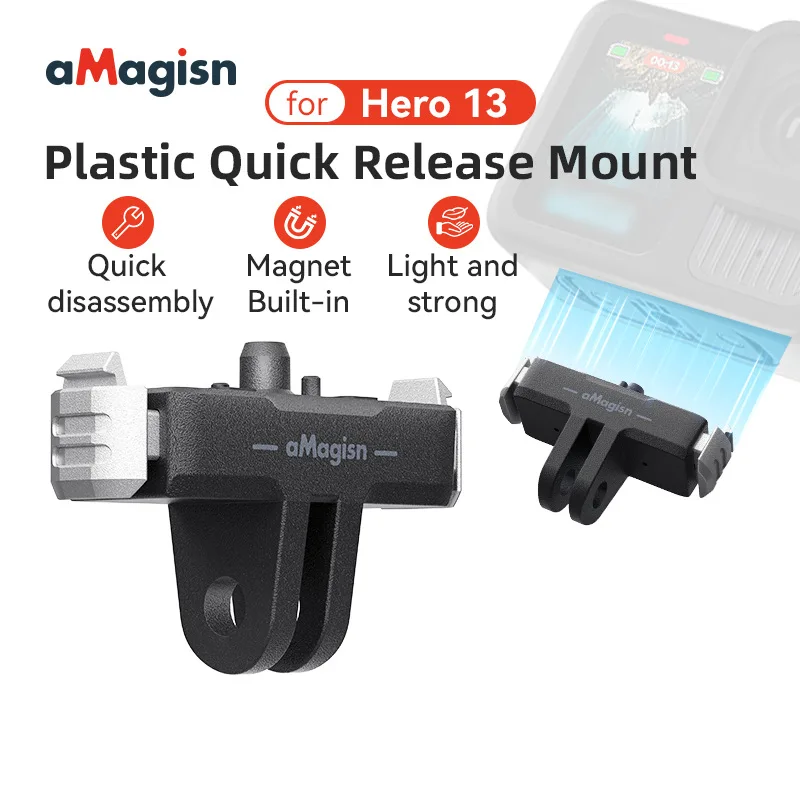 Фото Магнитное быстросъемное крепление aMagisn для GoPro 13 Hero 13 с пластиковым адаптером с 2 зубцами для аксессуаров Gopro Hero 13 №1