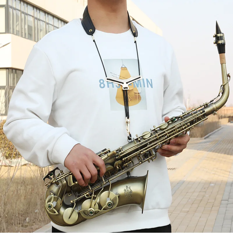 

Saxophone Strap Leather Saxophone Lanyard Neck Strap Protection Neck For Soprano Tenor Alto Baritone Sax Musical Instrument
