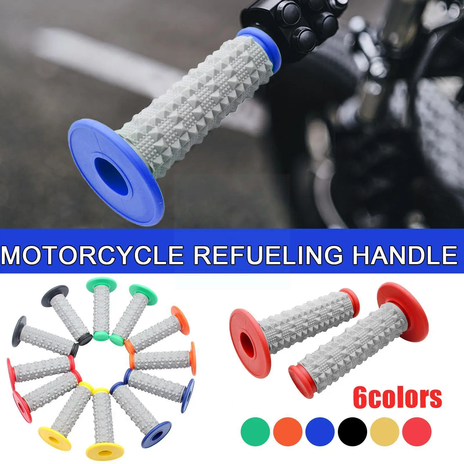 

1 Pair Motorcycle Grips Rubber Handlebar 7/8" 22mm Fit For Pit Dirt Bik Exc Sx Crf Yzf Wrf Kx Kxf Klx Rmz Drz X6s7