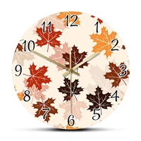 maple leaves decorative printed wall clock for living room fall leaves autumn home decor timepieces modern design silent clock