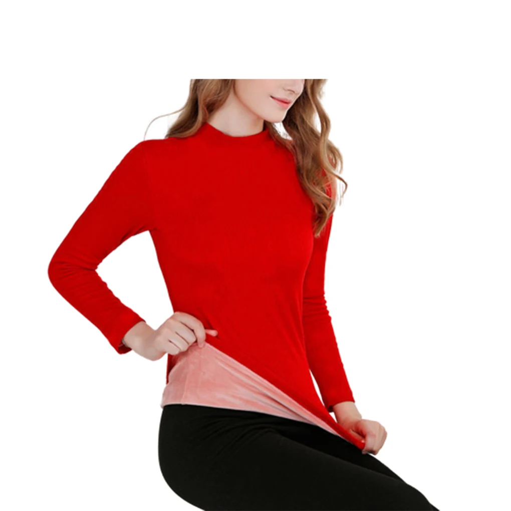 Thermal Shirt Warm Clothing Winter Underwear Long Sleeve Mid-high Neck Women Supplies Supple to Touch Handy to Wear  Black