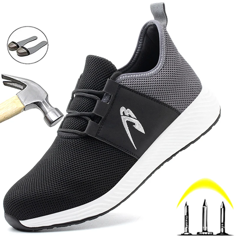 

Breathable Work Sneakers Indestructible Safety Shoes Men Steel Toe Shoes Lightweight Work Shoes Male Protective Industrial Shoes