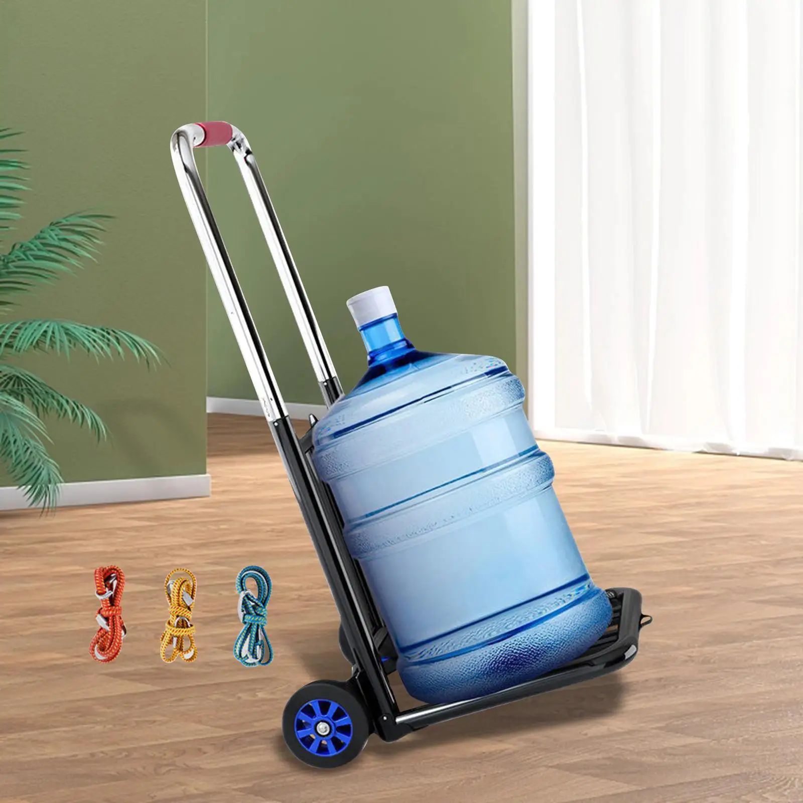 

Folding Hand Truck Adjustable Handle Compact Luggage Cart Foldable Hand Cart for Travel Shopping Office Transportation