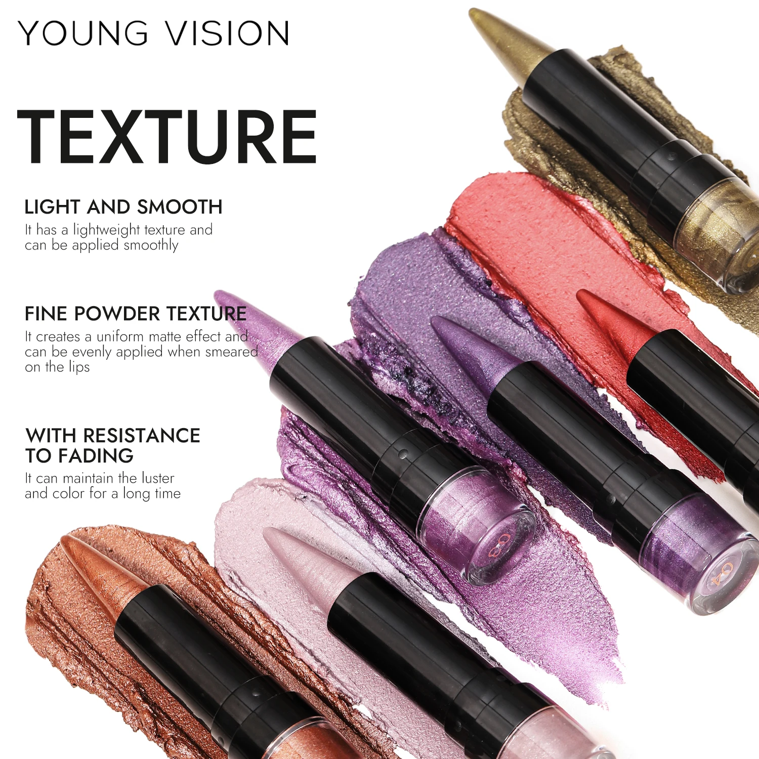 YOUNG VISION 7-цветная металлическая матовая жемчужная помада с тонкими блестками и