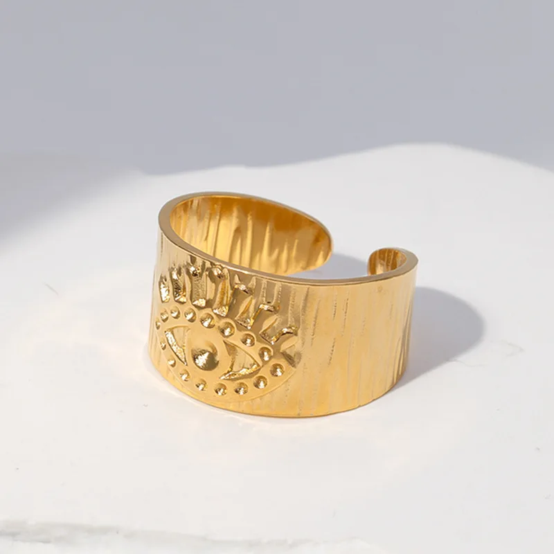 

Minimalist Stainless Steel Gold Silver Color Evil Eye Open Adjustable Ring for Women Men Party Birthday Jewelry Gift