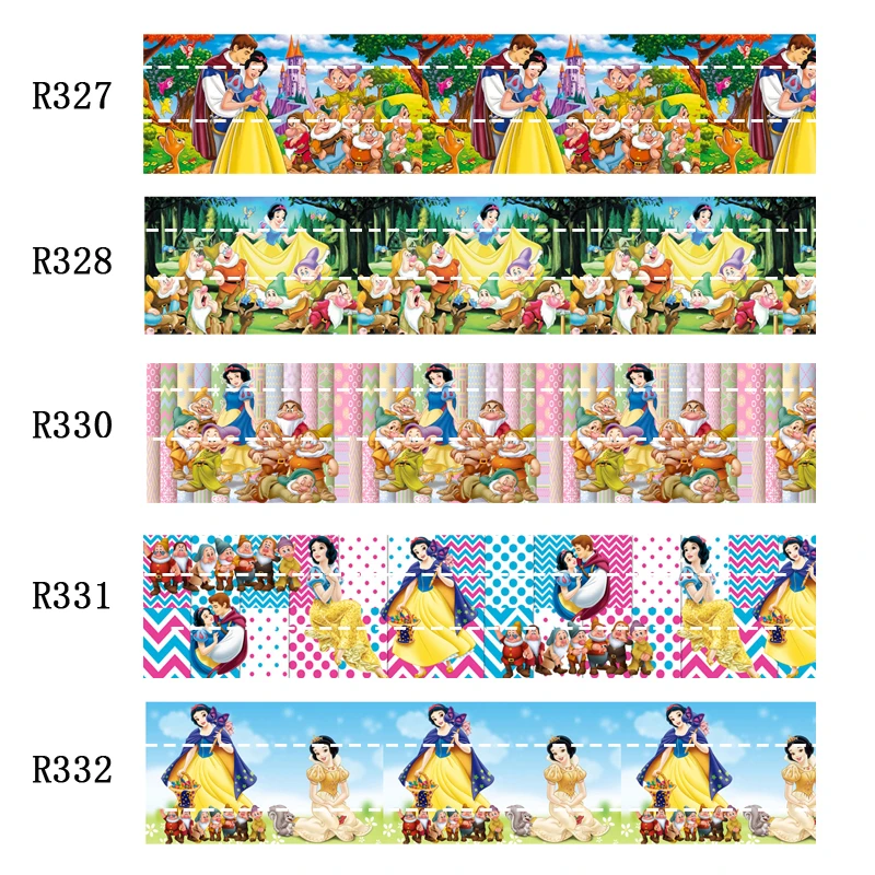

50 yard Cartoon character 7/8inch 1inch 1.5inch 2inch 3inch printed snow white grosgrain ribbon for bow R332