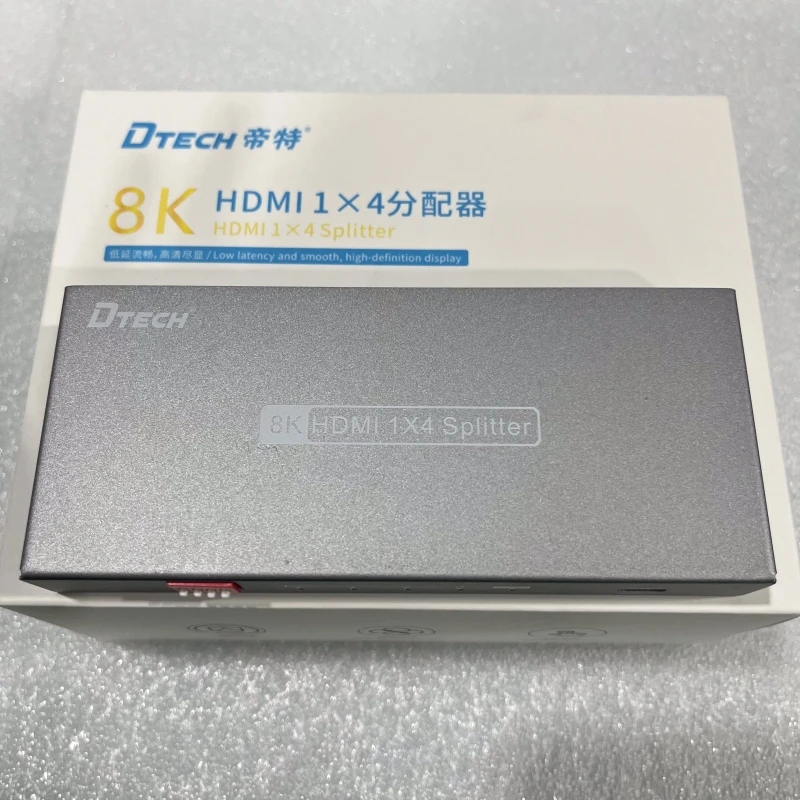 Фото DTECH DT-7814(GS) 4-портовый AV-аудио-видео разветвитель HDMI 1x4 8K HDMI2.1 Видеоразветвители 1 в 4 выхода HDCP 2,3 с Edid №1