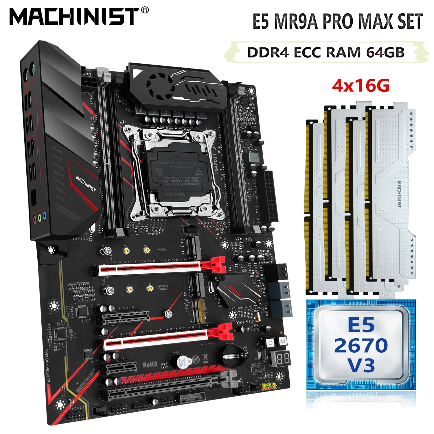 Xeon E5 2670 V3 Cpu 64gb(4x16g) Ddr4 Ecc Ram Memory Sata M.2 Nvme Atx Mr9a Pro Max