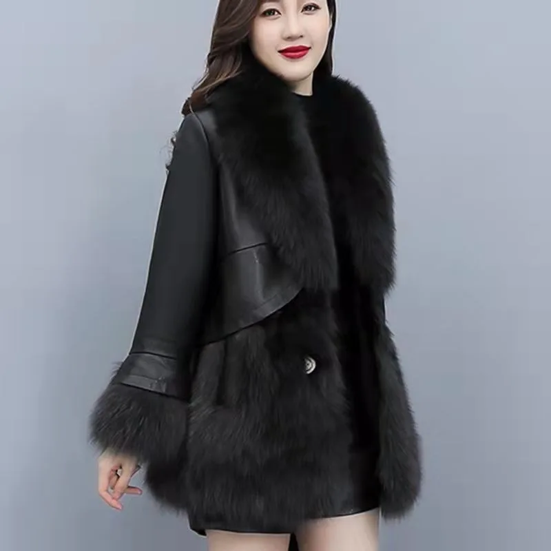 New Product Women Coat Coats Fur Mink Fur Thick Winter High Street Other Slim Real Fur Fur Coat Women