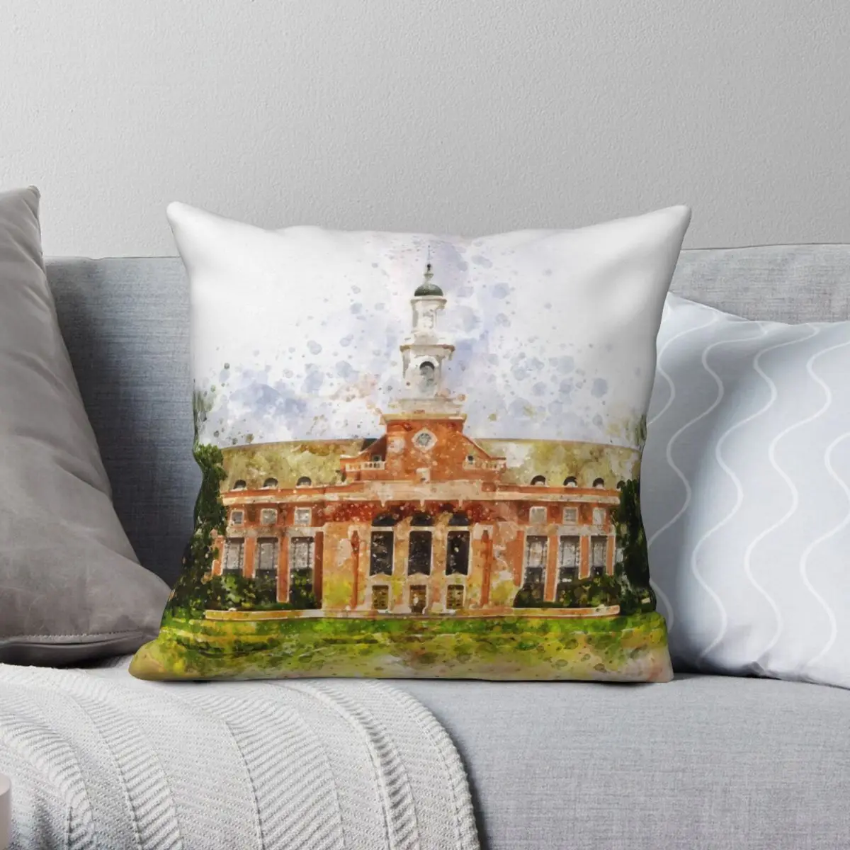 

Oklahoma State University Watercolor Pillowcase Polyester Linen Velvet Creative Zip Decorative Room Cushion Cover Wholesale