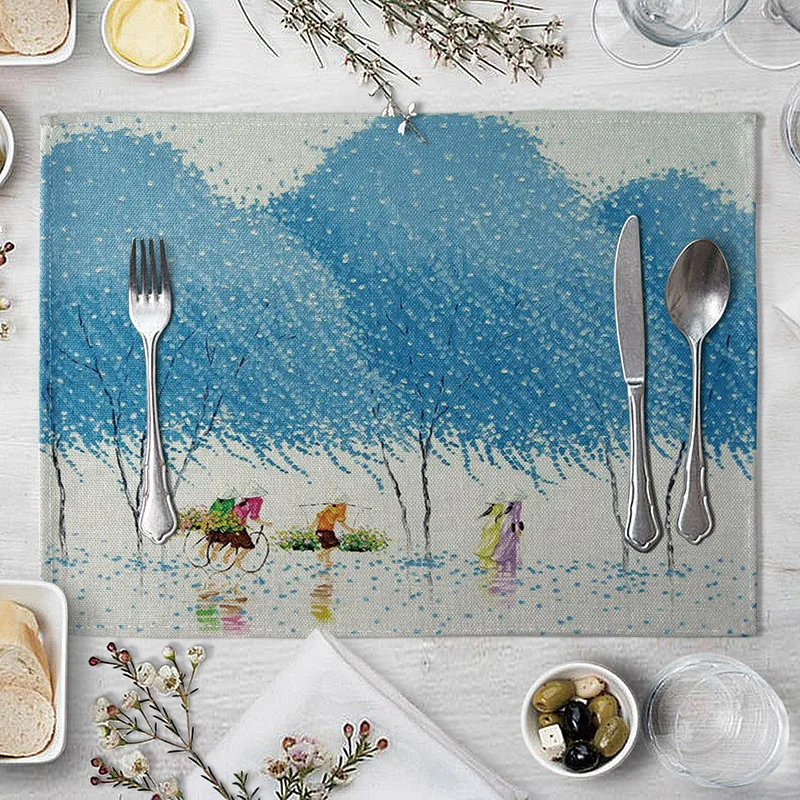 

Мультяшный коврик с рисунком дерева, подставки для посуды, подставки под чашки для кухни, обеденный стол, коврик, подставка под стол, кухонны...