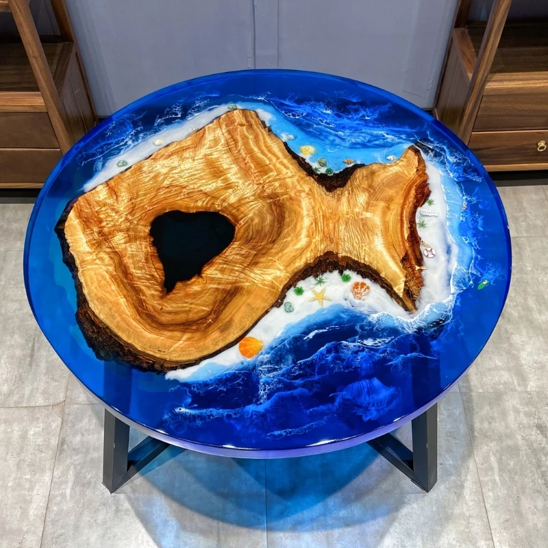 

Древесина из эпоксидной смолы, речная твердая древесина, большой стол, Ореховый чайный столик, чайная доска, креативный художественный чайн...