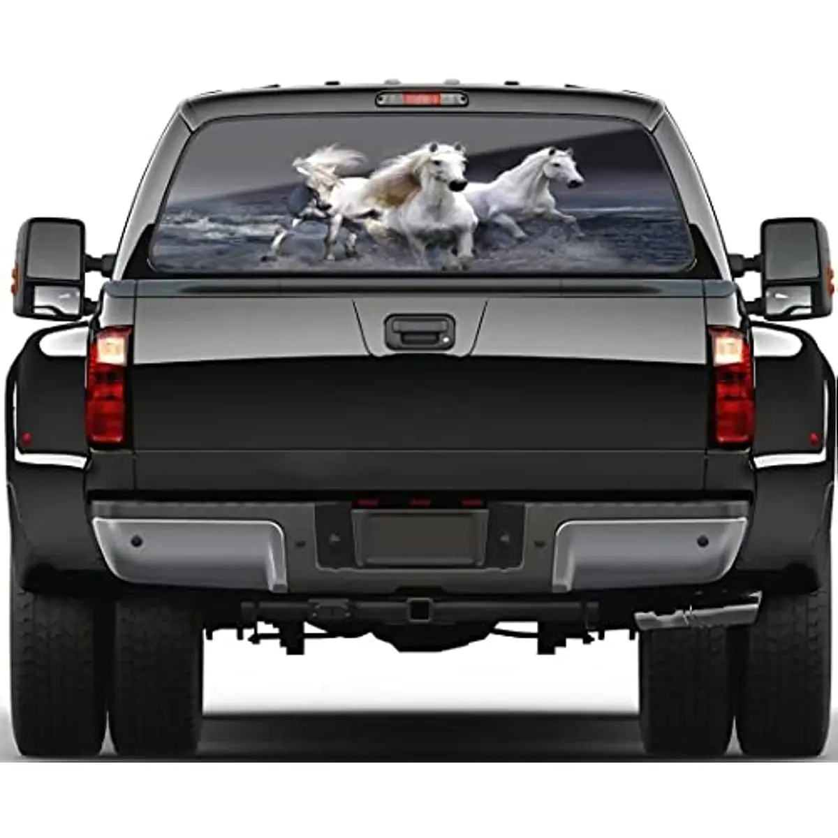 

YOURKEY Truck Decal - White Horses Print Rear Window Decals for Trucks Animal Back Window Graphic Automotive Decals and Graphics