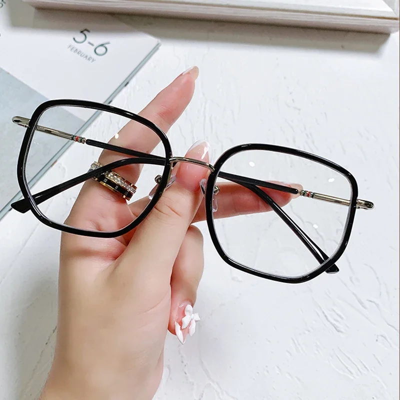 

Myopia Glasses Blue Light Resistant Large Frame Glasses Fashion Leopard Girl Transparent Eyeglasses Korean Style Myopia Eyewear