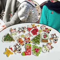 50pcs set wooden buttons christmas children clothes button brooches charms diy scrapbook sewing card making xmas tree ornanment