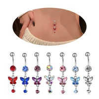 zircon butterfly pendant crystal belly button rings piercing navel rings body jewelry for women fashion body piercing jewelry