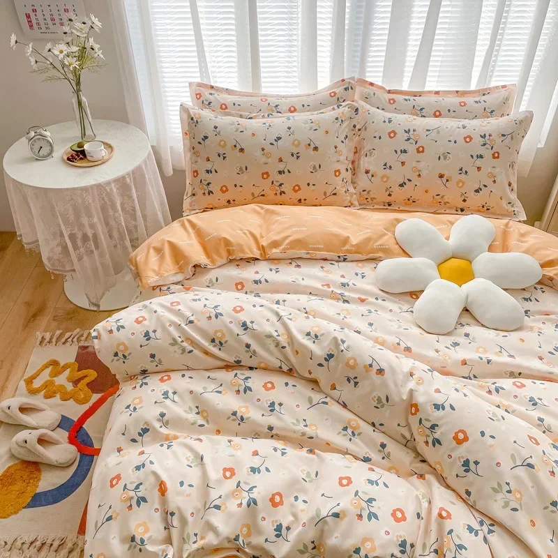 Ins Style Комплект постельного белья Nordic Single Double Flat Sheet Пододеяльник Наволочка Мягкая
