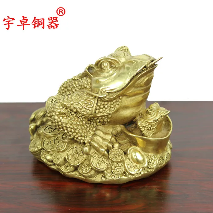 Yu Zhuo bronze copper ornaments three foot toad toad and Zhaocai Wangcai Home Furnishing decoration office decorationroom Art