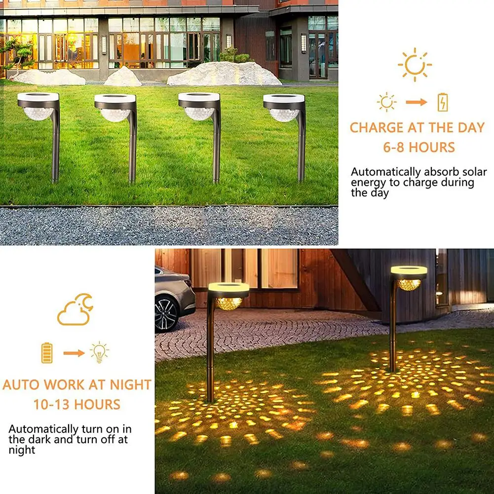 4pcs Solar Lights Ip65 Waterproof Decorative Projection Lawn Lamp For Outdoor Gardens Paths Lawns Patios Decor images - 6