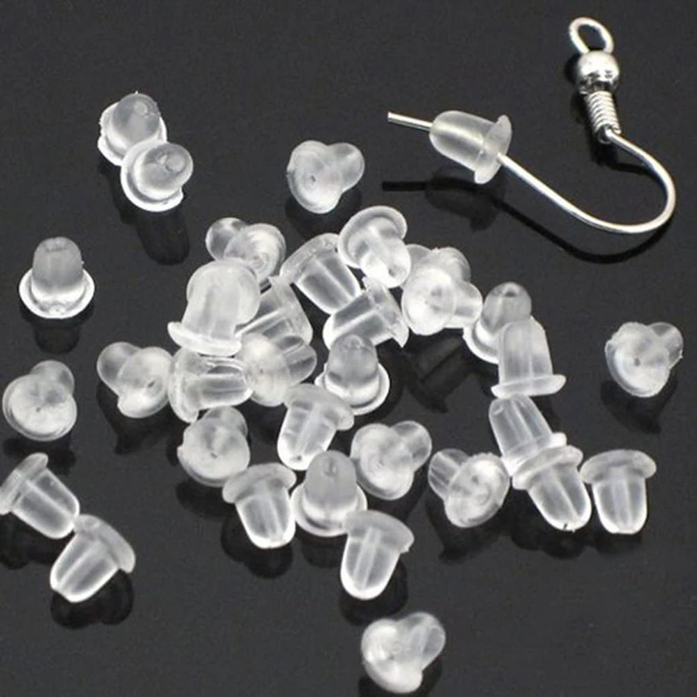 

500Pcs Rubber Earring Backs Silicone Round Ear Plug Blocked Caps Earrings Back Stoppers For DIY Earrings Jewelry Making Tools