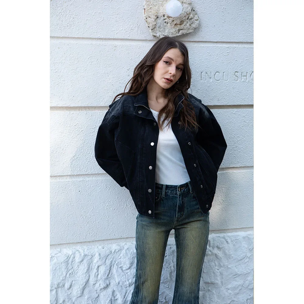 Корейская винтажная модная джинсовая куртка свободный крой повседневный топ для