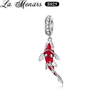 la menars koi charms for womens bracelet red enameled fish pendant sterling silver necklace phone key pendant