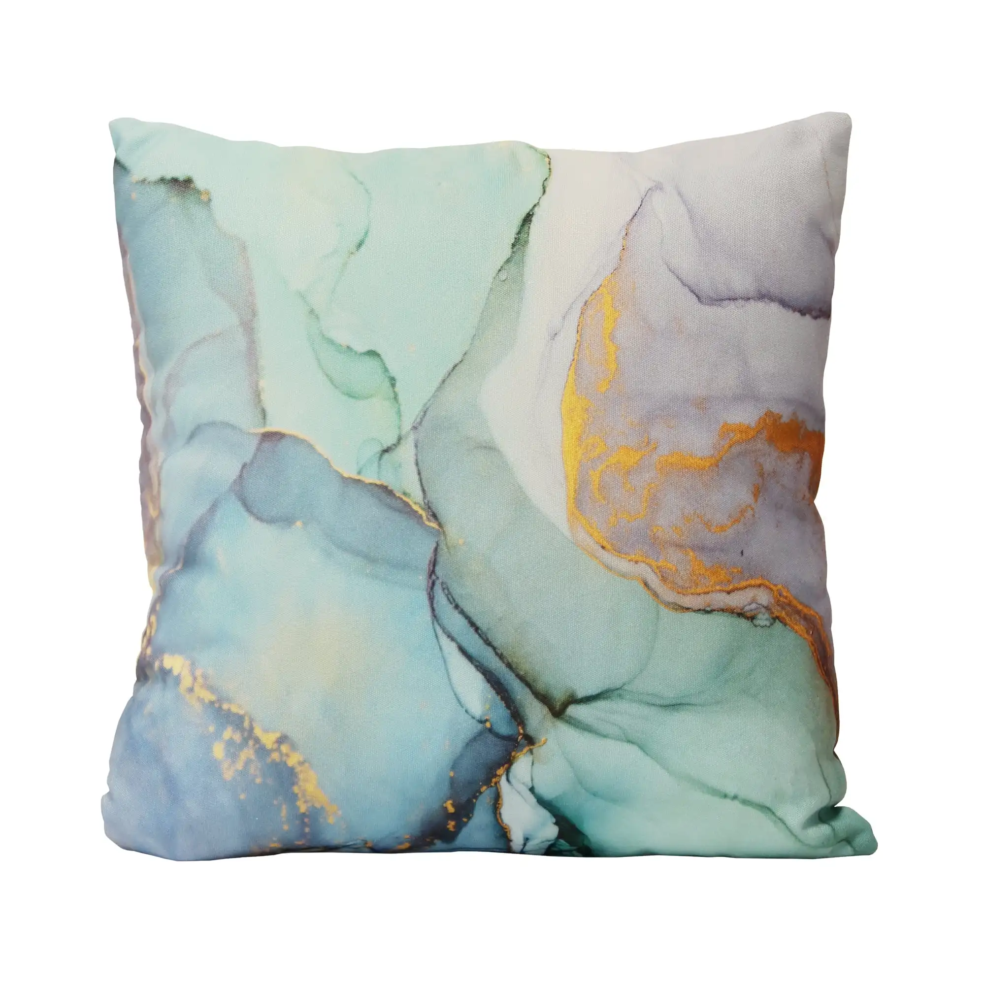 

Stratton Decor Bohemian Marble Cotton Square Throw Pillow, 18" x 18", Blue and Green