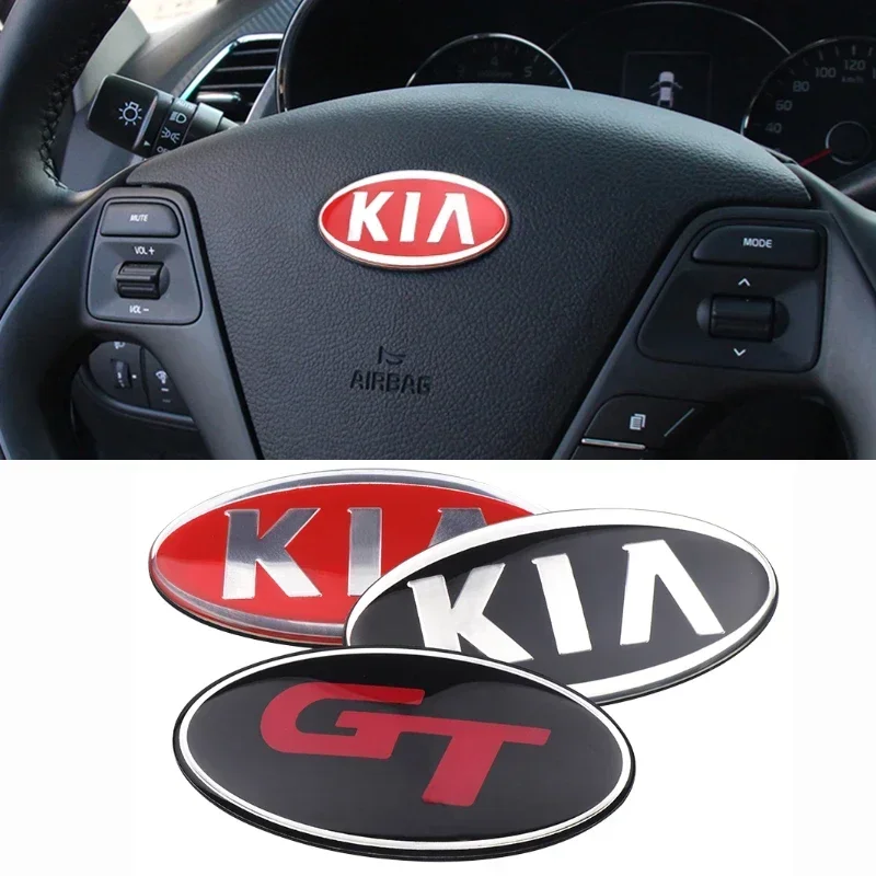 Фото Значок с эмблемой центра рулевого колеса из сплава для KIA K2 K3 K5 K7 K9 KX3 Sorento Sportage R Rio Soul Ceed, автоаксессуары №1