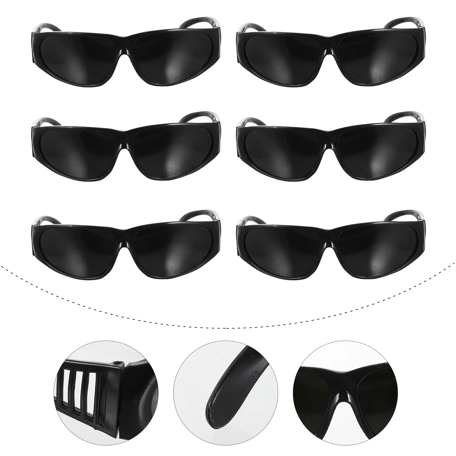 6 Pcs Welding Eye Protectors Dark Goggles Gogle Protection Nursing Safety Glasses Sunglasses Black Shade