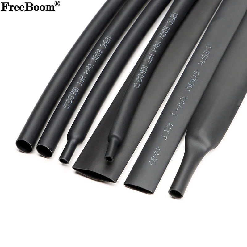 

1 ~ 10 м термоусадочная трубка 2:1, черная, диаметр 0,6 мм ~ 80 мм, трубка, рукав «сделай сам», ремонт проводов, защита кабеля